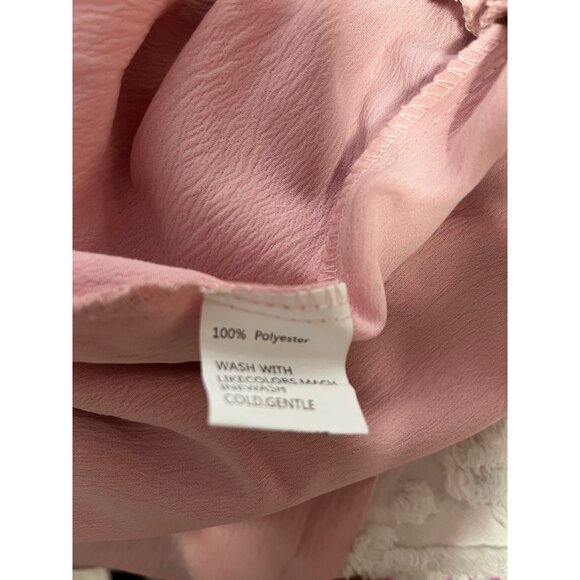 Pink Elastic Waist Pants Womens Size L 100% Light Polyester - Picture 3 of 5